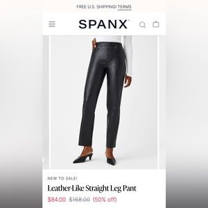 SPANX leather-like slim straight leg pants